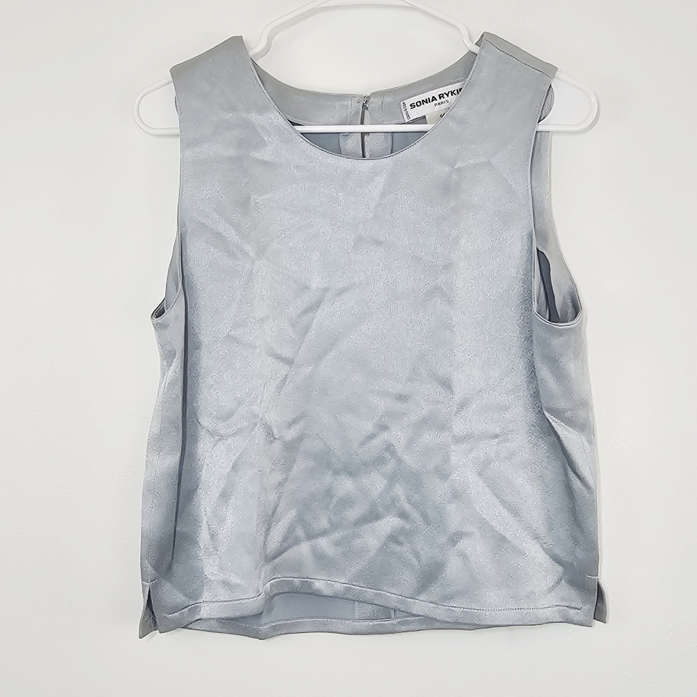 Sonia Rykiel Dusty Blue Shiny Sleeveless Tank Undershirt